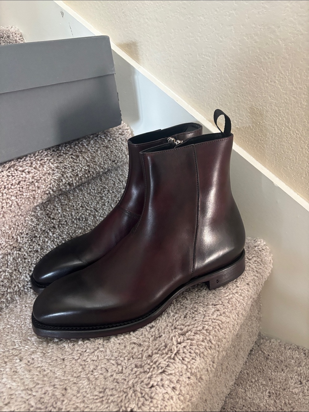 John Varvatos Men's Chelsea Zip Ankle Boots in Dark Brown Size 8.5 - Picture 6 of 6